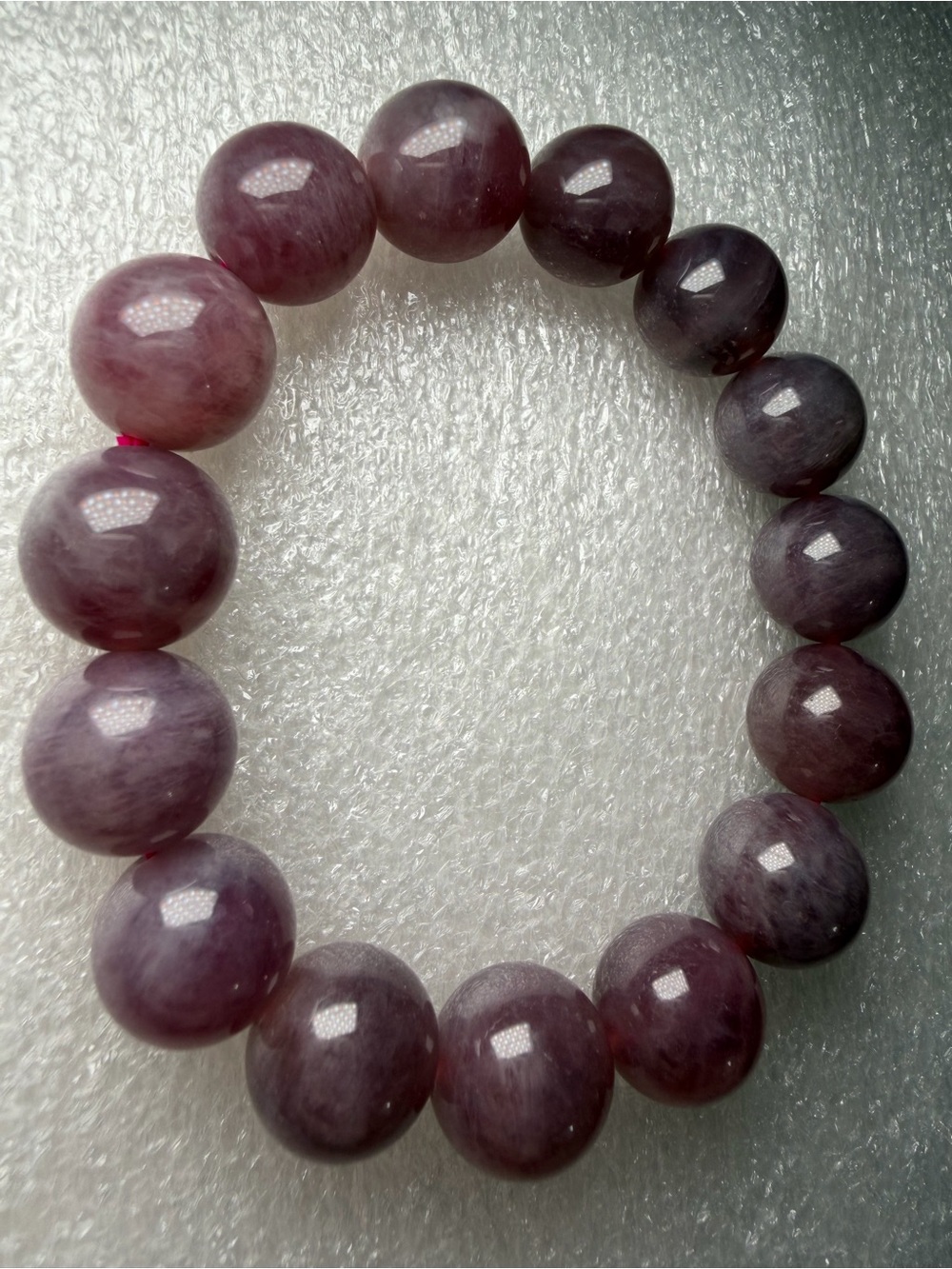 Breathtaking 14MM Lavender Rose Quartz Natural Crystal Bracelet